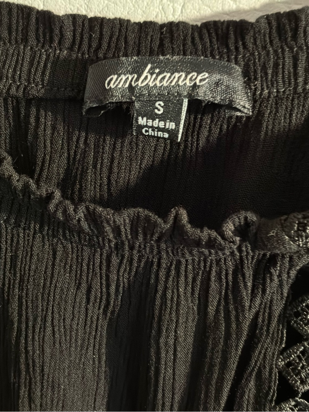🌙✨ Ambiance Black Off-Shoulder Lace-Trim Peasant Top - Picture 7 of 11